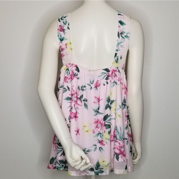 Torrid Mesh Halter O-Ring Tank Top All Over Floral Print Pink Size 2 - Picture 5 of 12